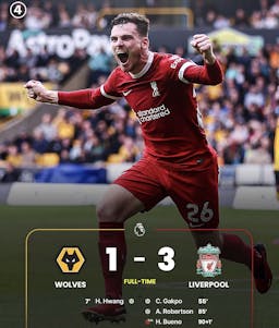 Liverpool beats wolves 3-1 to top premier league table